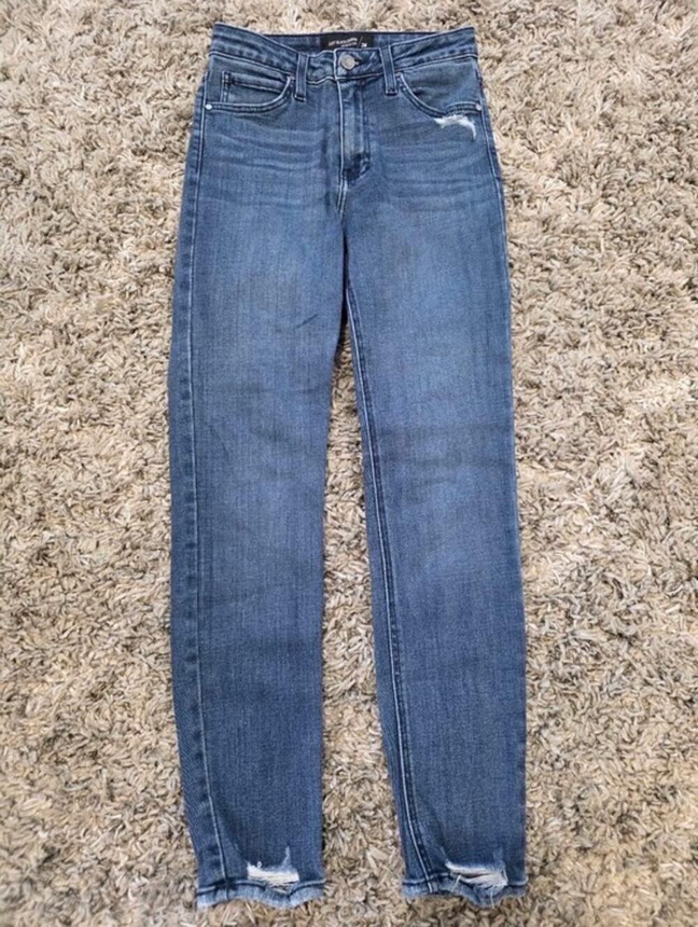 Just Black Denim Distressed Hem Skinny Jeans Blue Midwash Size 26